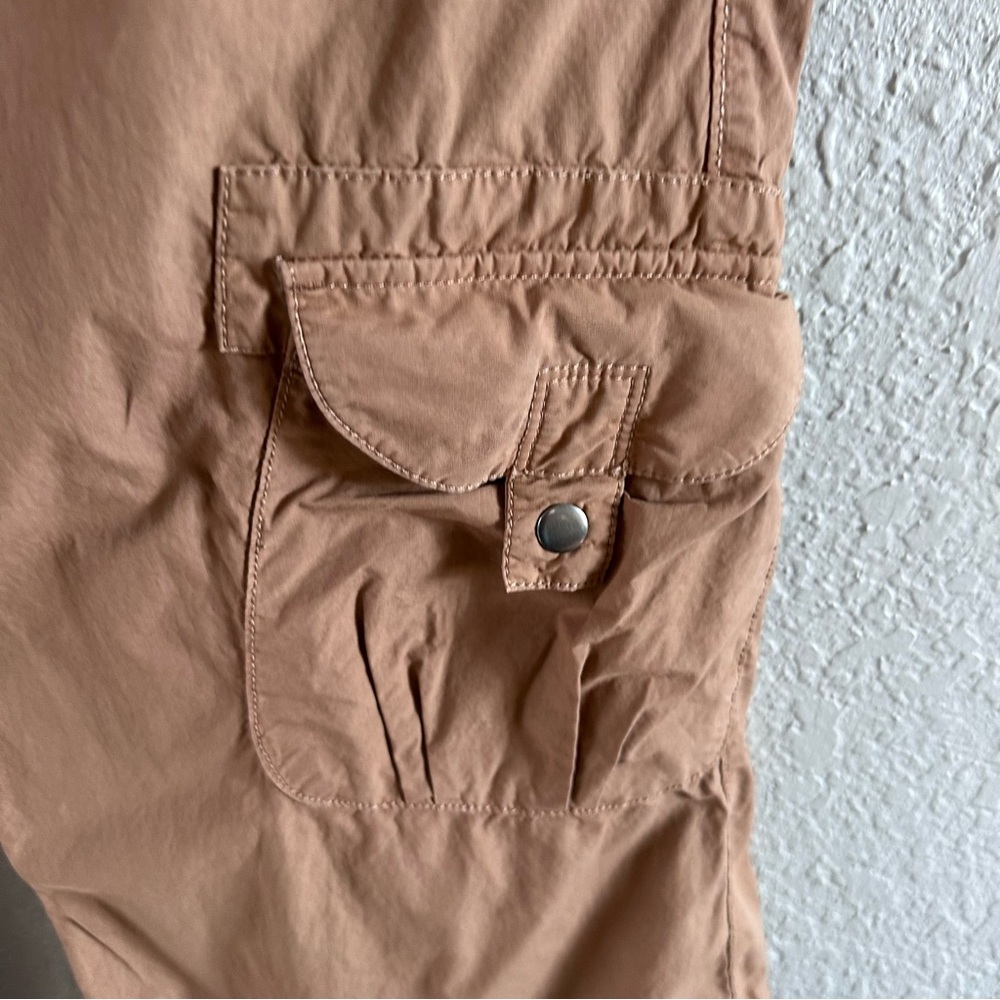 Pilcro Tan Cargo Pants Women’s 25 Utility Pocket Wide Leg Ankle Length - Picture 5 of 14